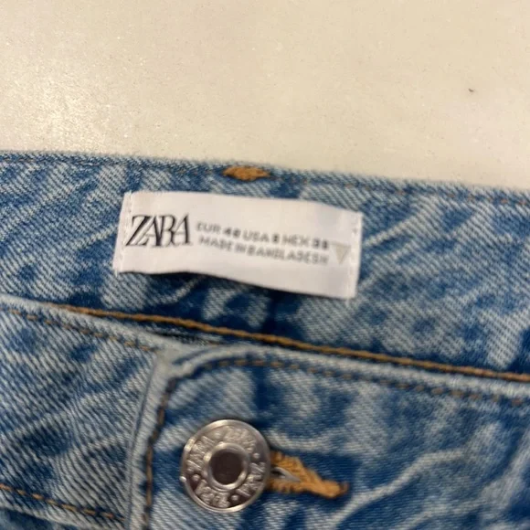 ZARA women’s size 8 wide leg cargo style blue jeans boyfriend - Picture 8 of 10